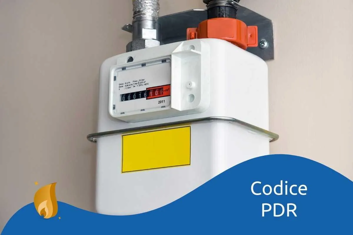 Contatore gas con etichetta del codice PDR