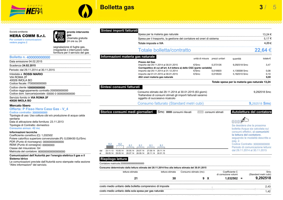 Terza pagina bolletta Hera gas