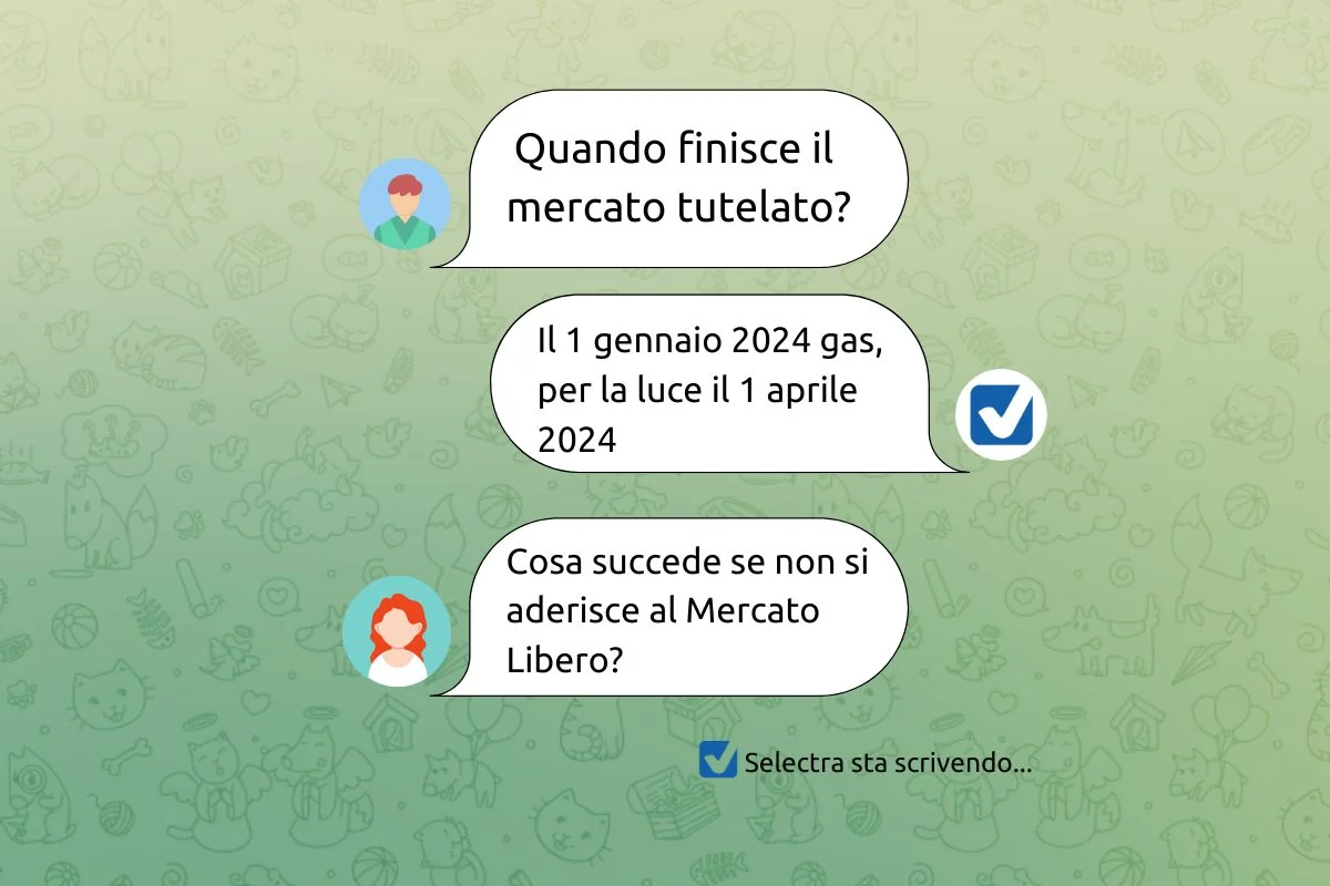 chat con domande sulla fine del mercato tutelato